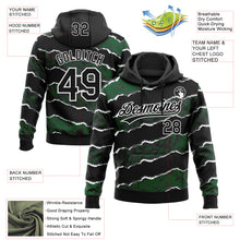 Загрузить изображение в средство просмотра галереи, Custom Stitched Black Green-White 3D Pattern Design Torn Paper Style Sports Pullover Sweatshirt Hoodie