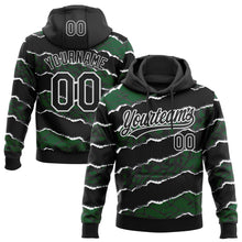 Загрузить изображение в средство просмотра галереи, Custom Stitched Black Green-White 3D Pattern Design Torn Paper Style Sports Pullover Sweatshirt Hoodie
