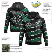 Загрузить изображение в средство просмотра галереи, Custom Stitched Black Kelly Green-White 3D Pattern Design Torn Paper Style Sports Pullover Sweatshirt Hoodie
