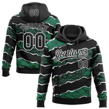 Загрузить изображение в средство просмотра галереи, Custom Stitched Black Kelly Green-White 3D Pattern Design Torn Paper Style Sports Pullover Sweatshirt Hoodie