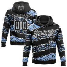 Загрузить изображение в средство просмотра галереи, Custom Stitched Black Light Blue-White 3D Pattern Design Torn Paper Style Sports Pullover Sweatshirt Hoodie