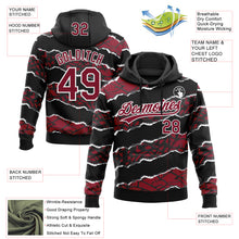 Загрузить изображение в средство просмотра галереи, Custom Stitched Black Crimson-White 3D Pattern Design Torn Paper Style Sports Pullover Sweatshirt Hoodie