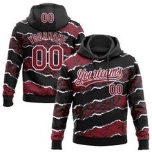 Загрузить изображение в средство просмотра галереи, Custom Stitched Black Crimson-White 3D Pattern Design Torn Paper Style Sports Pullover Sweatshirt Hoodie