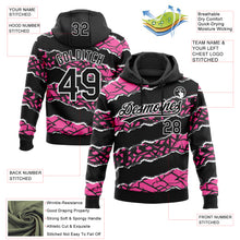 Загрузить изображение в средство просмотра галереи, Custom Stitched Black Pink-White 3D Pattern Design Torn Paper Style Sports Pullover Sweatshirt Hoodie