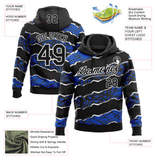 Загрузить изображение в средство просмотра галереи, Custom Stitched Black Thunder Blue-White 3D Pattern Design Torn Paper Style Sports Pullover Sweatshirt Hoodie
