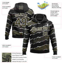 Загрузить изображение в средство просмотра галереи, Custom Stitched Black Olive-White 3D Pattern Design Torn Paper Style Sports Pullover Sweatshirt Hoodie