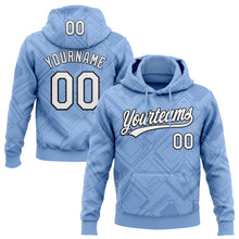 Загрузить изображение в средство просмотра галереи, Custom Stitched Light Blue White-Black 3D Pattern Design Line Sportswear Pullover Sweatshirt Hoodie