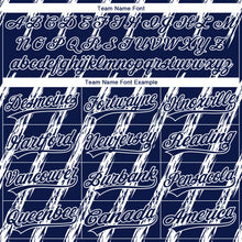 Загрузить изображение в средство просмотра галереи, Custom Stitched Navy White 3D Pattern Design Line Sportswear Pullover Sweatshirt Hoodie