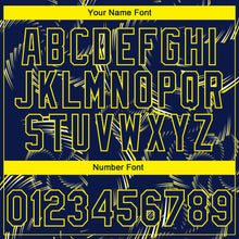 Загрузить изображение в средство просмотра галереи, Custom Stitched Navy Light Yellow-White 3D Pattern Design Line Sportswear Pullover Sweatshirt Hoodie