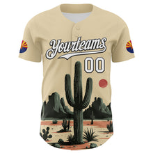 Загрузить изображение в средство просмотра галереи, Custom Cream White Green-Black 3D Urban City Edition Sports Cactus Authentic Baseball Jersey
