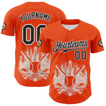 Загрузить изображение в средство просмотра галереи, Custom Orange Black-White 3D Urban City Edition Sports Authentic Baseball Jersey