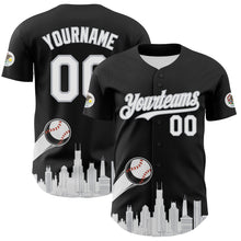 Загрузить изображение в средство просмотра галереи, Custom Black White-Gray 3D Urban City Edition Sports Authentic Baseball Jersey