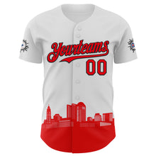 Загрузить изображение в средство просмотра галереи, Custom White Fire Red-Black 3D Urban City Edition Sports Authentic Baseball Jersey