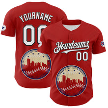 Загрузить изображение в средство просмотра галереи, Custom Red White Blue Cream-Black 3D Urban City Edition Sports Authentic Baseball Jersey