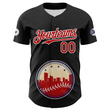 Загрузить изображение в средство просмотра галереи, Custom Black Red Blue Cream-White 3D Urban City Edition Sports Authentic Baseball Jersey