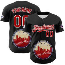 Загрузить изображение в средство просмотра галереи, Custom Black Red Blue Cream-White 3D Urban City Edition Sports Authentic Baseball Jersey