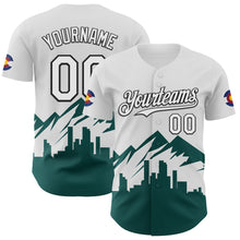 Загрузить изображение в средство просмотра галереи, Custom White Midnight Green-Black 3D Urban City Edition Sports Authentic Baseball Jersey