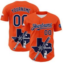 Загрузить изображение в средство просмотра галереи, Custom Orange Navy Silver-White 3D Urban City Edition Sports Authentic Baseball Jersey