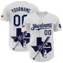 Загрузить изображение в средство просмотра галереи, Custom White Navy-Silver 3D Urban City Edition Sports Authentic Baseball Jersey