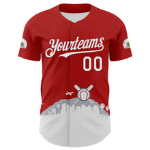 Загрузить изображение в средство просмотра галереи, Custom Red White Gray-Black 3D Urban City Edition Sports Authentic Baseball Jersey