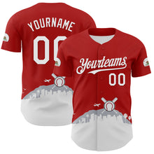 Загрузить изображение в средство просмотра галереи, Custom Red White Gray-Black 3D Urban City Edition Sports Authentic Baseball Jersey