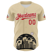 Загрузить изображение в средство просмотра галереи, Custom Cream Red Black-White 3D Urban City Edition Sports Authentic Baseball Jersey