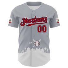 Загрузить изображение в средство просмотра галереи, Custom Gray Red Black Navy-White 3D Urban City Edition Sports Authentic Baseball Jersey