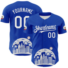 Загрузить изображение в средство просмотра галереи, Custom Thunder Blue White-Black 3D Urban City Edition Sports Authentic Baseball Jersey