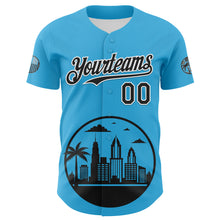 Загрузить изображение в средство просмотра галереи, Custom Sky Blue Black-White 3D Urban City Edition Sports Authentic Baseball Jersey