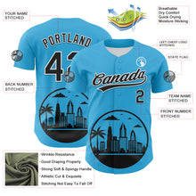 Загрузить изображение в средство просмотра галереи, Custom Sky Blue Black-White 3D Urban City Edition Sports Authentic Baseball Jersey