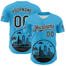 Загрузить изображение в средство просмотра галереи, Custom Sky Blue Black-White 3D Urban City Edition Sports Authentic Baseball Jersey