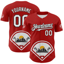 Загрузить изображение в средство просмотра галереи, Custom Red White Gray Yellow-Black 3D Urban City Edition Sports Authentic Baseball Jersey