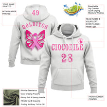 Load image into Gallery viewer, Custom White Pink 3D Pink Ribbon Breast Cancer Awareness Women Health Care Support Sports Pullover Sweatshirt Hoodie