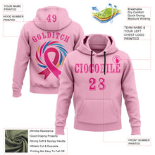 Charger l'image dans la galerie, Custom Light Pink Hot Pink 3D Pink Ribbon Breast Cancer Awareness Women Health Care Support Sports Pullover Sweatshirt Hoodie