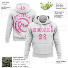 Load image into Gallery viewer, Custom White Pink 3D Pink Ribbon Breast Cancer Awareness Women Health Care Support Sports Pullover Sweatshirt Hoodie