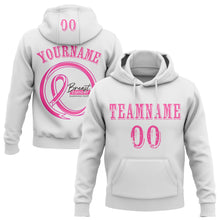 Load image into Gallery viewer, Custom White Pink 3D Pink Ribbon Breast Cancer Awareness Women Health Care Support Sports Pullover Sweatshirt Hoodie