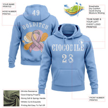 Load image into Gallery viewer, Custom Light Blue White 3D Pink Ribbon Breast Cancer Awareness Women Health Care Support Sports Pullover Sweatshirt Hoodie