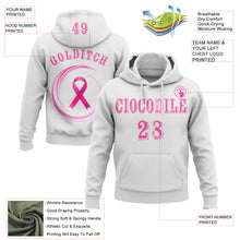 Load image into Gallery viewer, Custom White Pink 3D Pink Ribbon Breast Cancer Awareness Women Health Care Support Sports Pullover Sweatshirt Hoodie