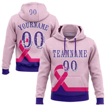 Charger l'image dans la galerie, Custom Light Pink Purple Pink-White 3D Pink Ribbon Breast Cancer Awareness Women Health Care Support Sports Pullover Sweatshirt Hoodie