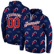 Load image into Gallery viewer, Custom Stitched Navy Red-White Christmas 3D Sports Pullover Sweatshirt Hoodie