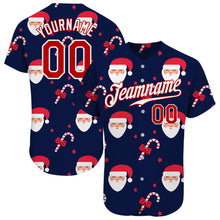 Загрузить изображение в средство просмотра галереи, Custom Navy Red-White Christmas 3D Authentic Baseball Jersey