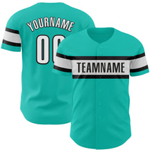 Charger l'image dans la galerie, Custom Aqua White-Black Authentic Baseball Jersey