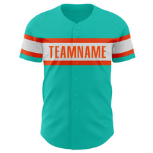 Load image into Gallery viewer, Custom Aqua White-Orange Authentic Baseball Jersey