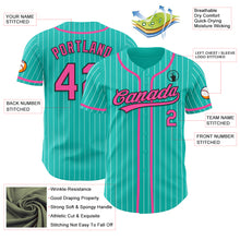 Загрузить изображение в средство просмотра галереи, Custom Aqua White Pinstripe Pink-Black Authentic Baseball Jersey