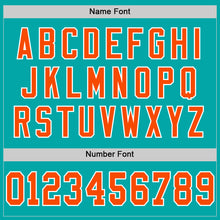Load image into Gallery viewer, Custom Aqua Orange-White Mesh Authentic Throwback Football Jersey