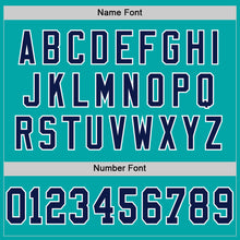 Laden Sie das Bild in den Galerie-Viewer, Custom Aqua Navy-White Mesh Authentic Throwback Football Jersey