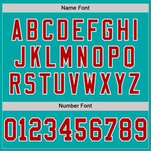 Загрузить изображение в средство просмотра галереи, Custom Aqua Red-White Mesh Authentic Throwback Football Jersey