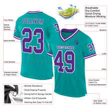 Load image into Gallery viewer, Custom Aqua Purple-White Mesh Authentic Throwback Football Jersey