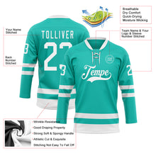 Загрузить изображение в средство просмотра галереи, Custom Aqua White Hockey Lace Neck Jersey