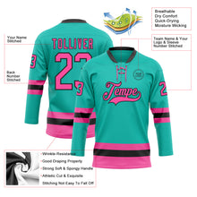 Load image into Gallery viewer, Custom Aqua Pink-Black Hockey Lace Neck Jersey